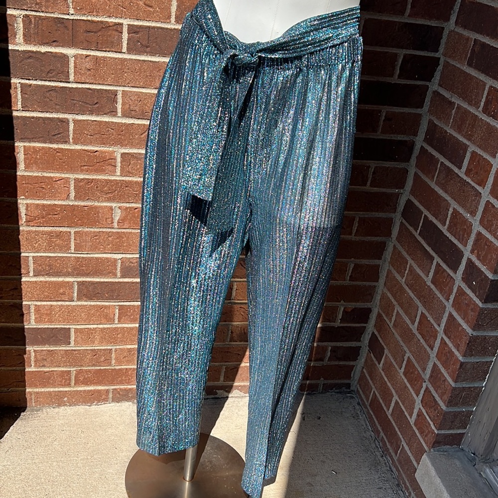 Disco 70s sparkle striped lightweight pants size small - Picture 12 of 17